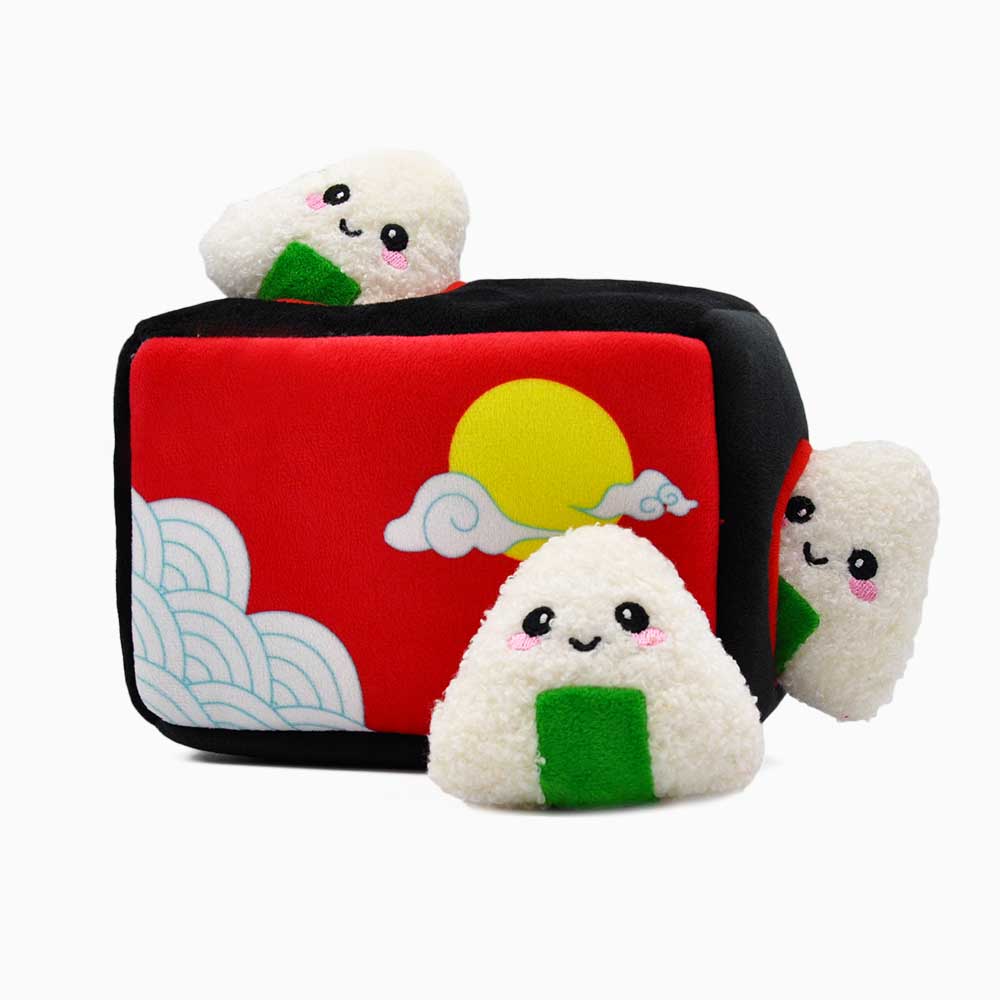 Hondenspeeltje in de vorm van een Japanse bento box, geschikt voor mentale stimulatie en speelplezier voor honden