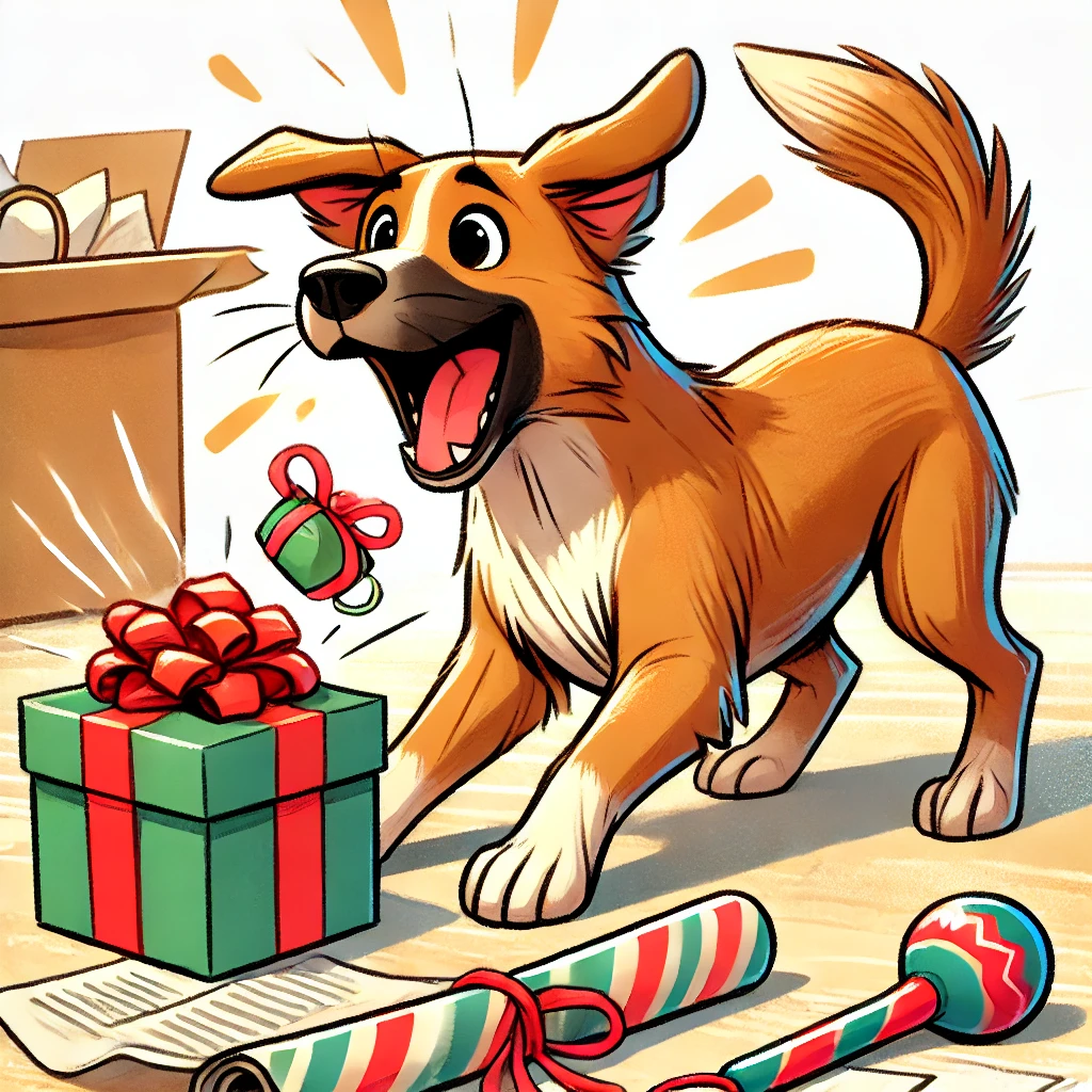 Blije hond met hondenspeeltje – cadeautips voor hondenliefhebbers